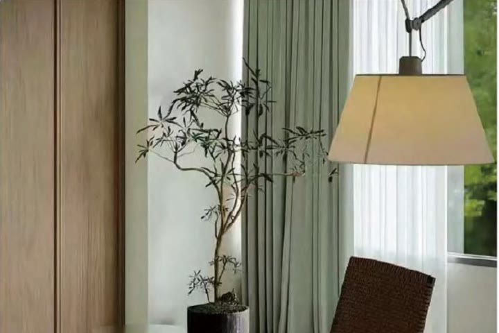 Curtains, wall panels and interior furnishing materials